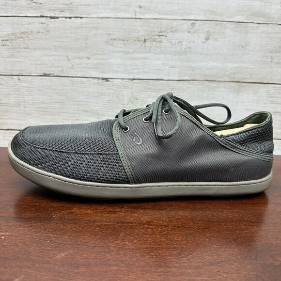 OluKai Men's Nohea Lace Mesh Boat Shoes Casual Beach Travel Size 13 46 Gray EUC - Picture 2 of 8